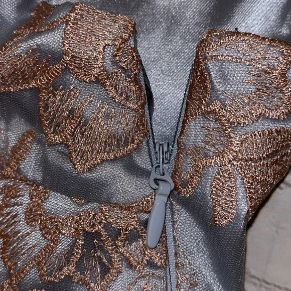 Chi Chi London Lace Midi Dress | Silver & Rose Gold | Elegant Party Dress - Picture 4 of 8